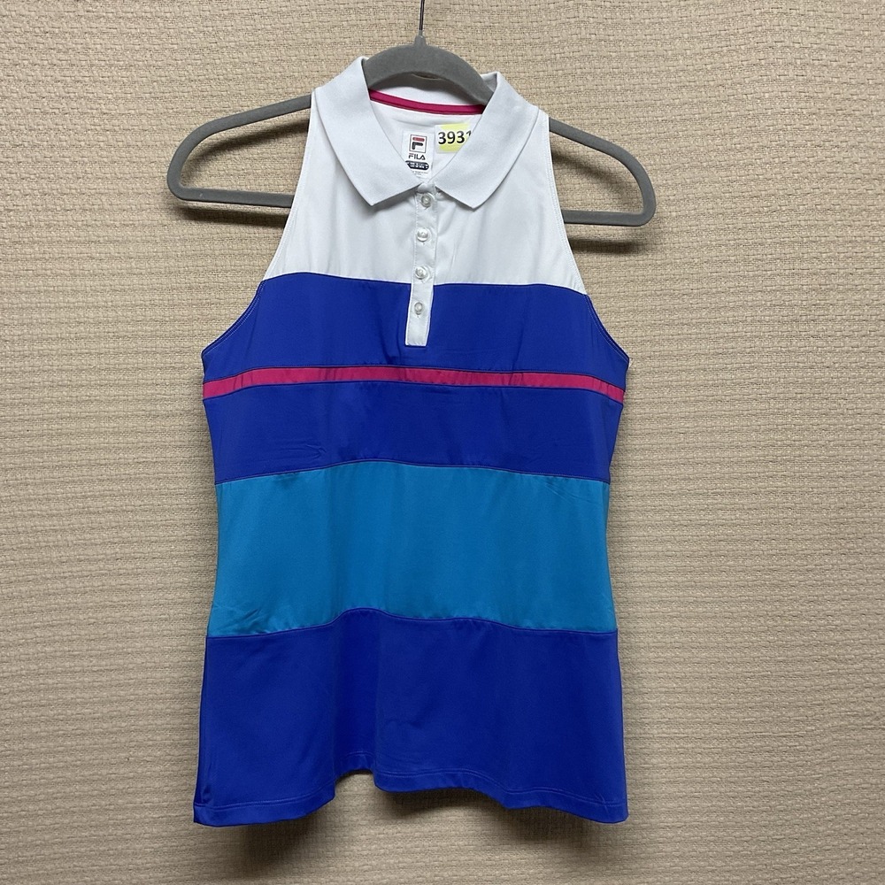 Fila Womens Multicolor Purple White Racerback Tennis Tank Womens Size L. UPF 30+